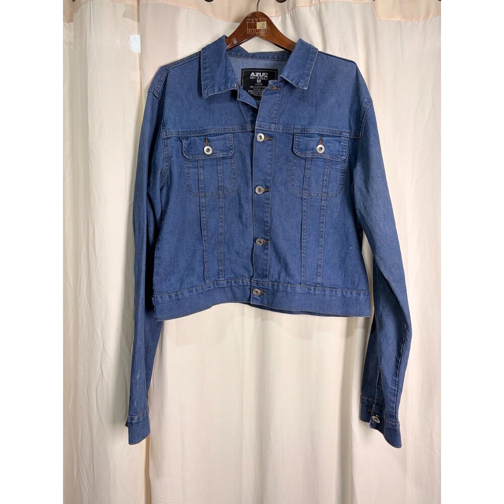 Azul by Moussy Cropped Denim Jacket Blue Jean Trucker Japanese Brand Y2K Size M